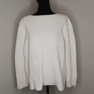Savannah White Cotton Knit Sweater
